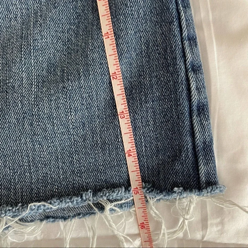 ASOS 100% Cotton Blue Denim Raw Hem Mini Skirt Size 8